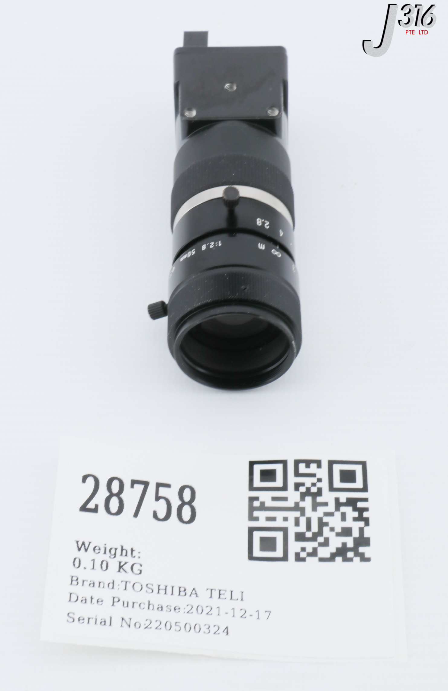 28758 TOSHIBA TELI CCD CAMERA, B/W, 0.3MP W/ LENS ATTACHMENT 1:2.8